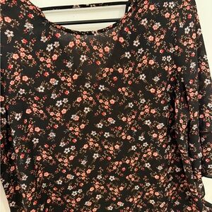 DR2 Black Top with Floral Design